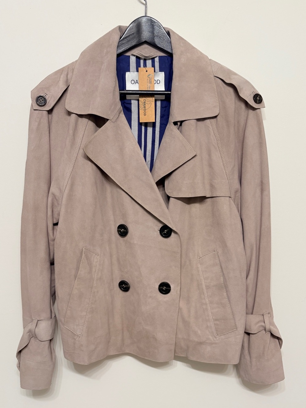 Oakwood Paris Soft Grey Suede Trench jacket sz s small new